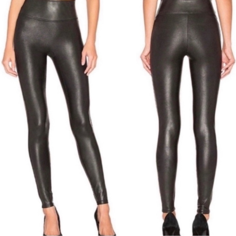 Spanx Black High Waist Faux Leather Legging Size Medium